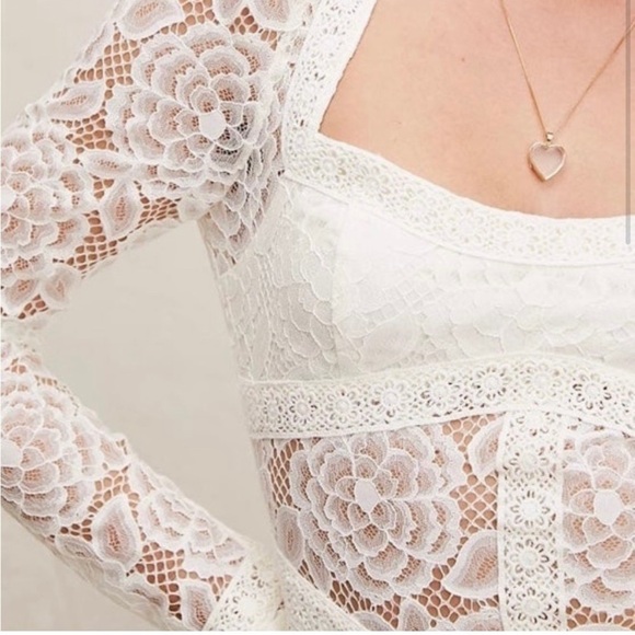 For Love and Lemons Cleo Mini Lace Dress in Ivory Size XL NWT - Picture 11 of 14